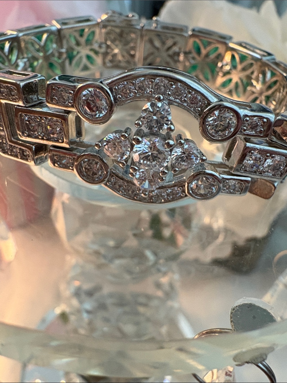 Art Deco CZ’s solid bracelet .
